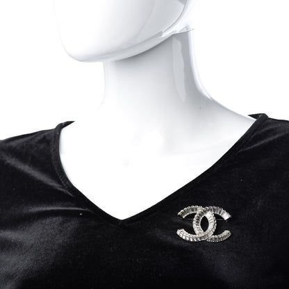 Chanel Baguette Crystal CC Brooch Silver 2 of 5