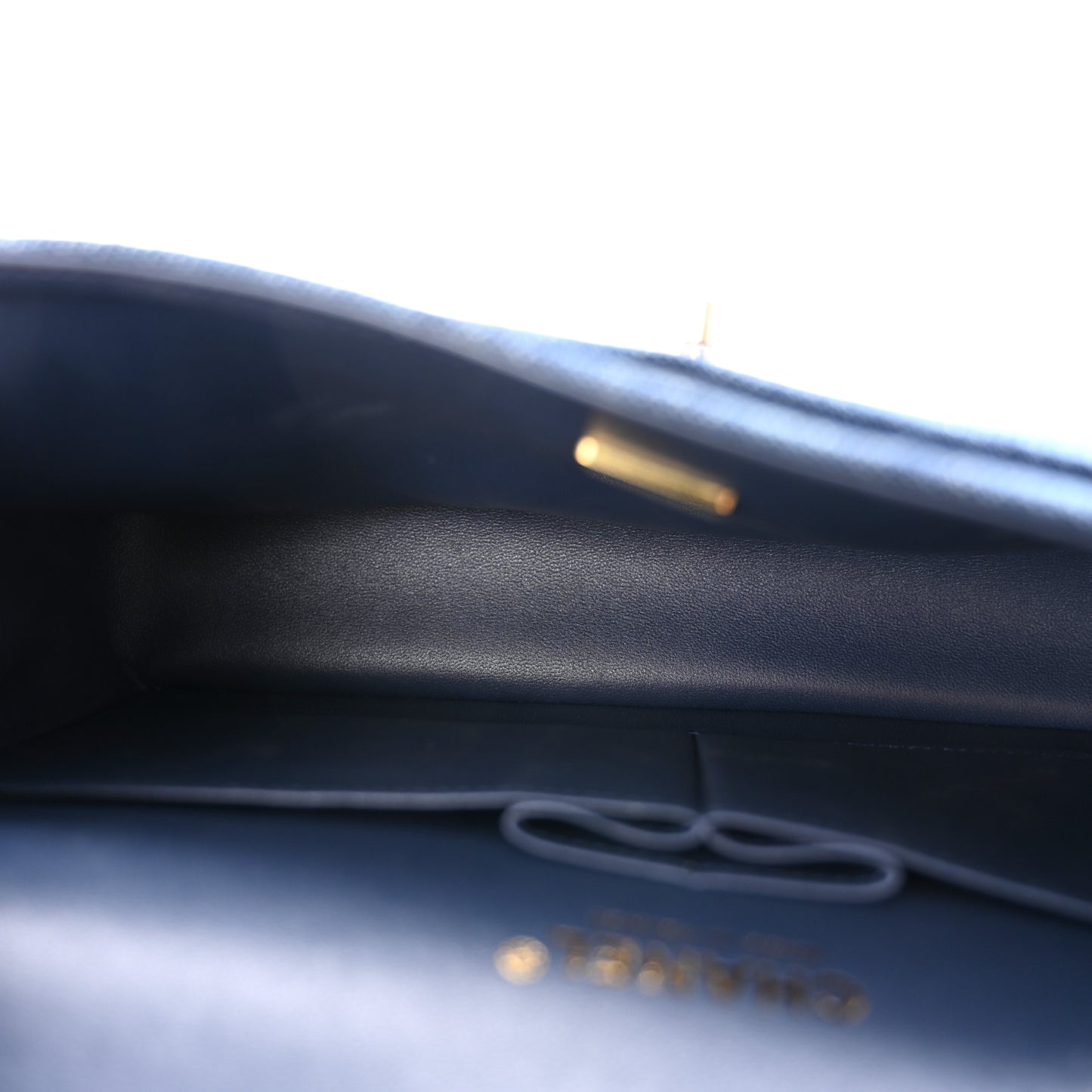 Printed Denim Quilted Medium Double Flap Dark Blue