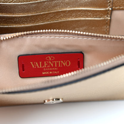 Valentino Garavani Metallic Calfskin Rockstud No Limit Wallet On Chain Gold 6 of 10
