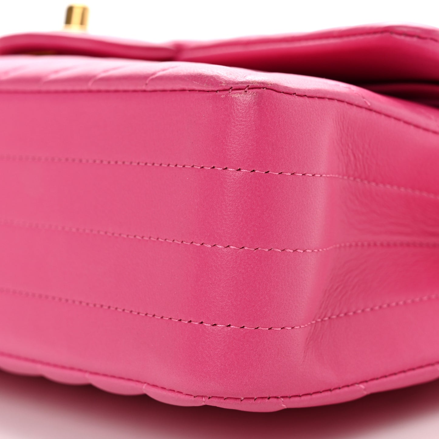 Lambskin Chevron Quilted Medium Double Flap Pink