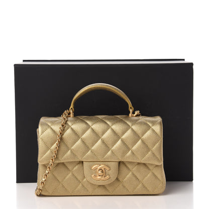 Chanel Metallic Caviar Quilted Mini Top Handle Rectangular Flap Gold 11 of 11