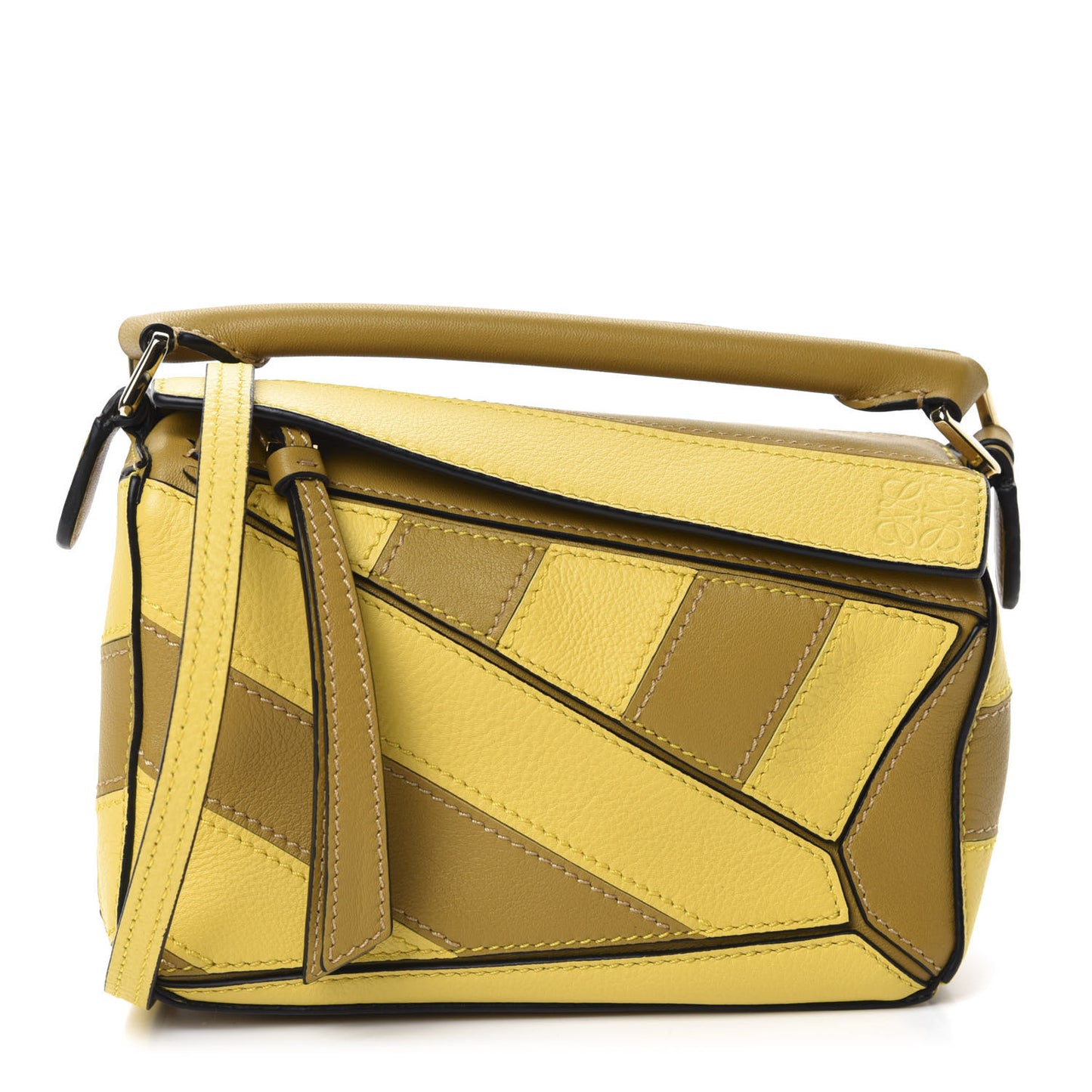 Calfskin Rugby Mini Puzzle Bag Yellow Ochre