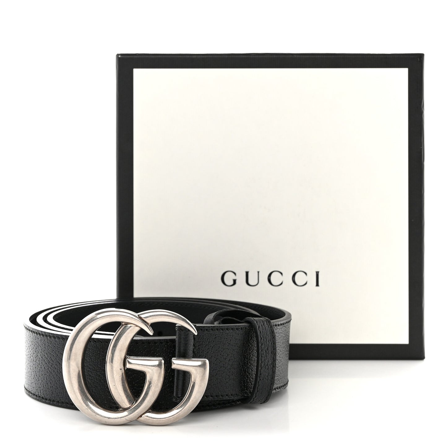 Textured Dollar Calfskin Nickel Double G 40mm Belt 105 42 Black