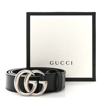 Gucci Textured Dollar Calfskin Nickel Double G 40mm Belt 105 42 Black 8 of 8