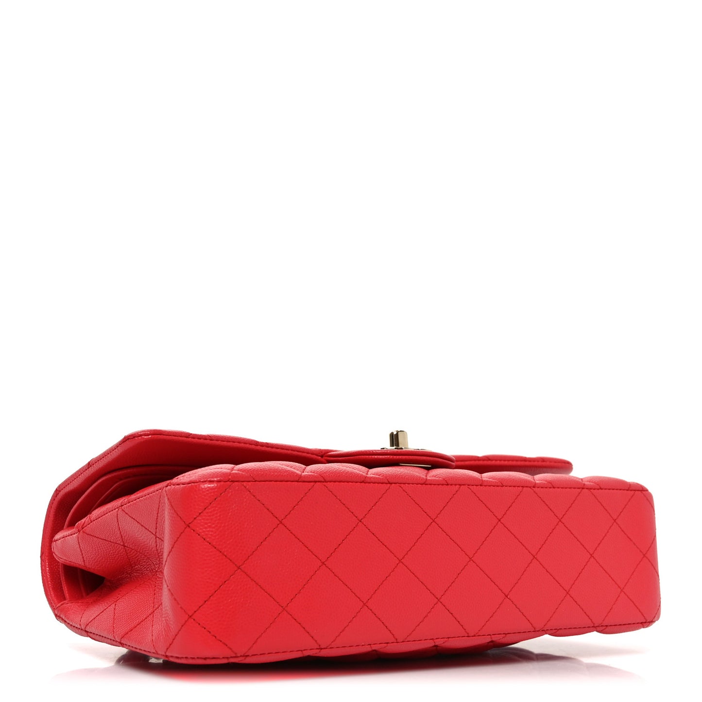 Caviar Quilted Medium Double Flap Red