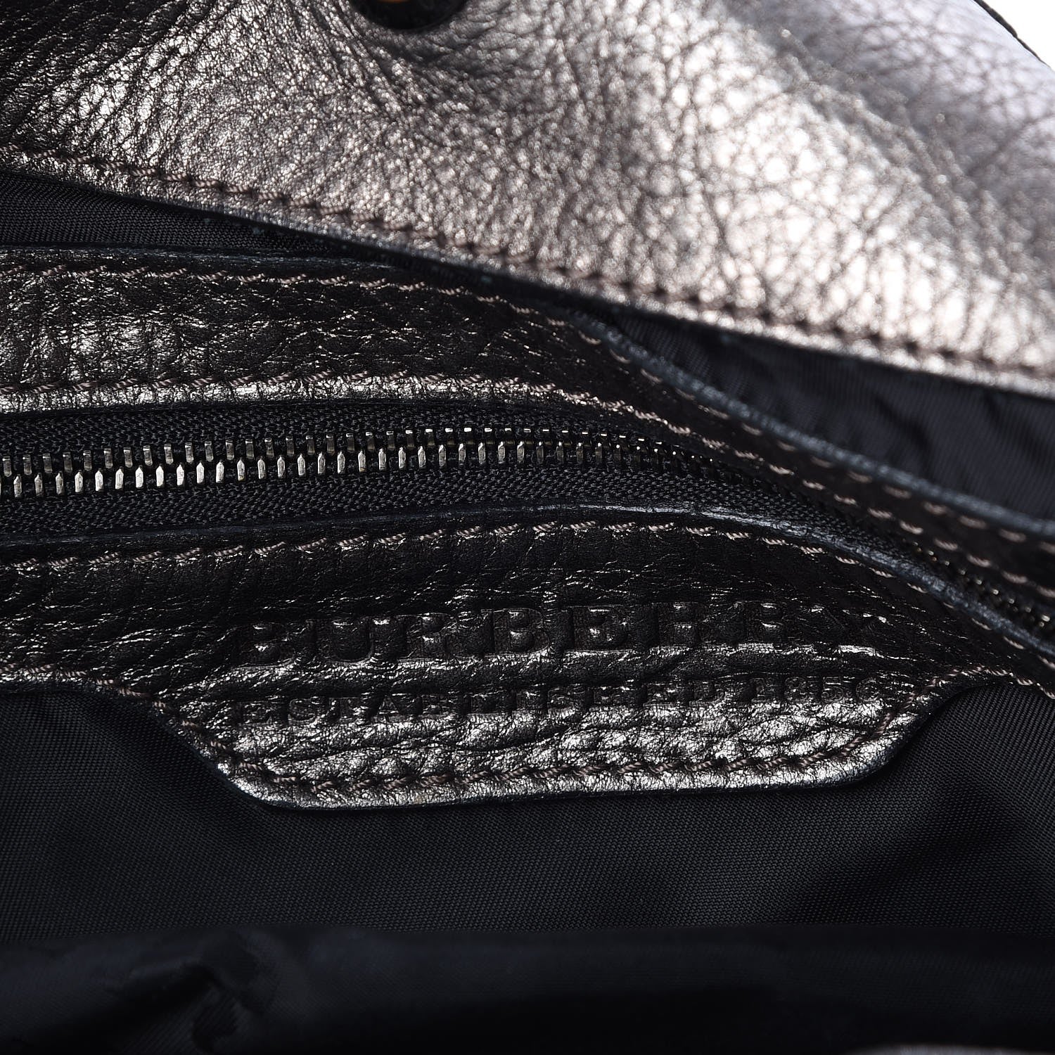 Burberry Metallic Grained Calfskin Shimmer Check Lawson Satchel Anthracite 6 of 10