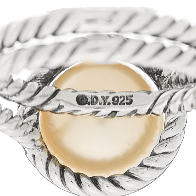 Sterling Silver Diamond Cultured Pearl Cable Ring 50 5.5