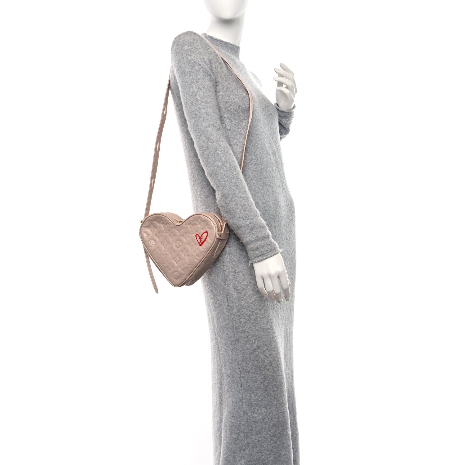 Louis Vuitton Lambskin Embossed Monogram Fall In Love Sac Coeur Light Pink 2 of 9