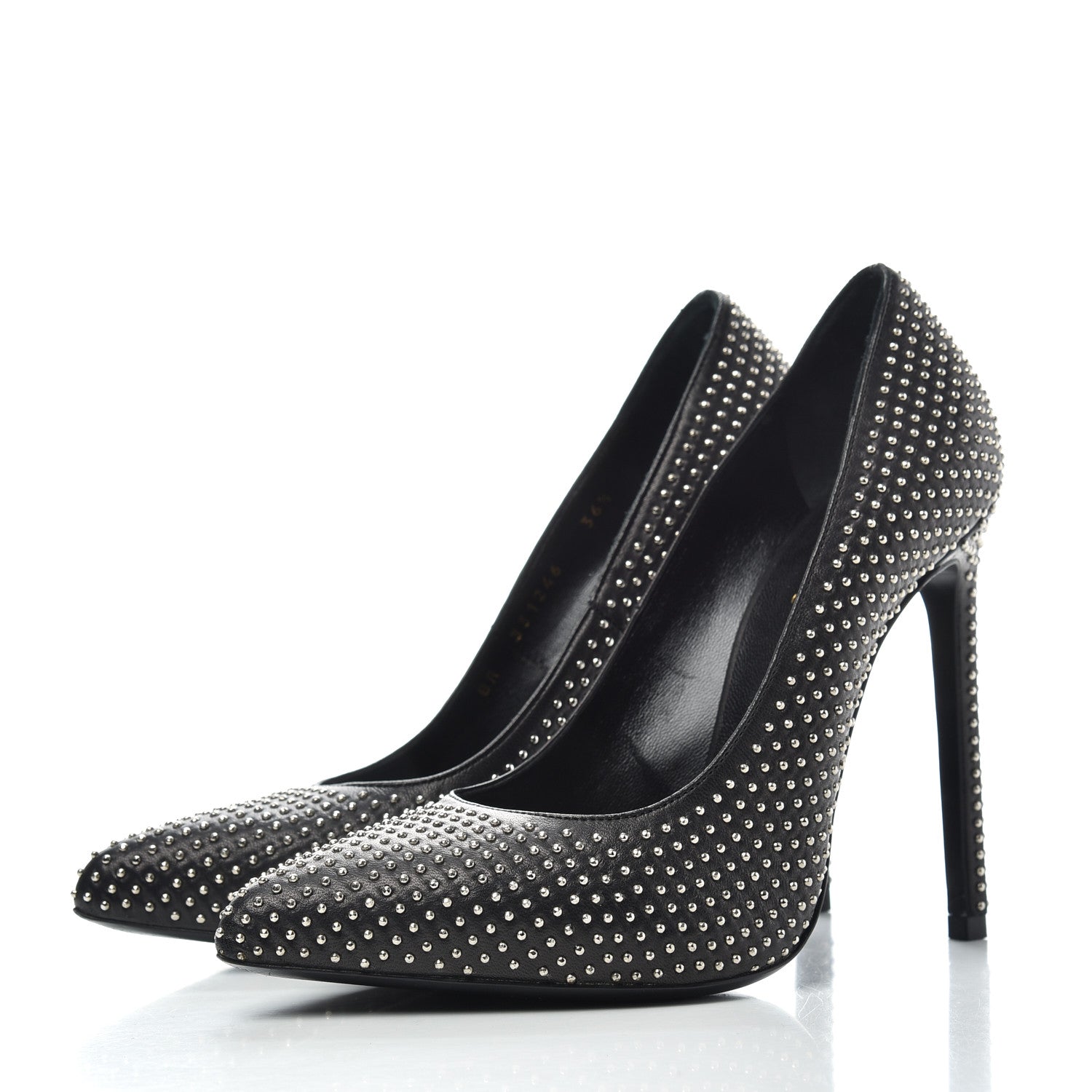 Saint Laurent Calfskin Micro Studded 110 Pumps 36.5 Black 3 of 10