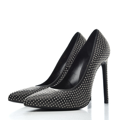 Saint Laurent Calfskin Micro Studded 110 Pumps 36.5 Black 3 of 10