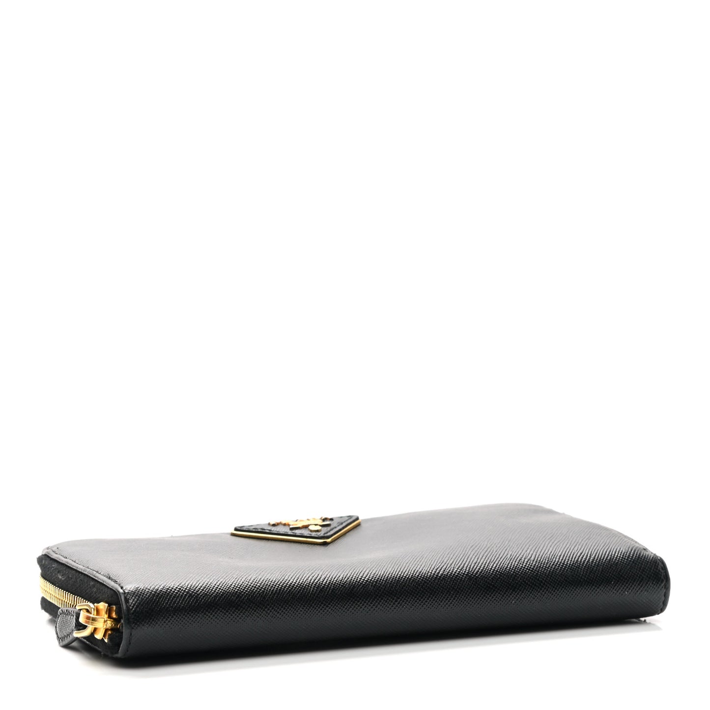 Saffiano Metal Zip Around Wallet Black
