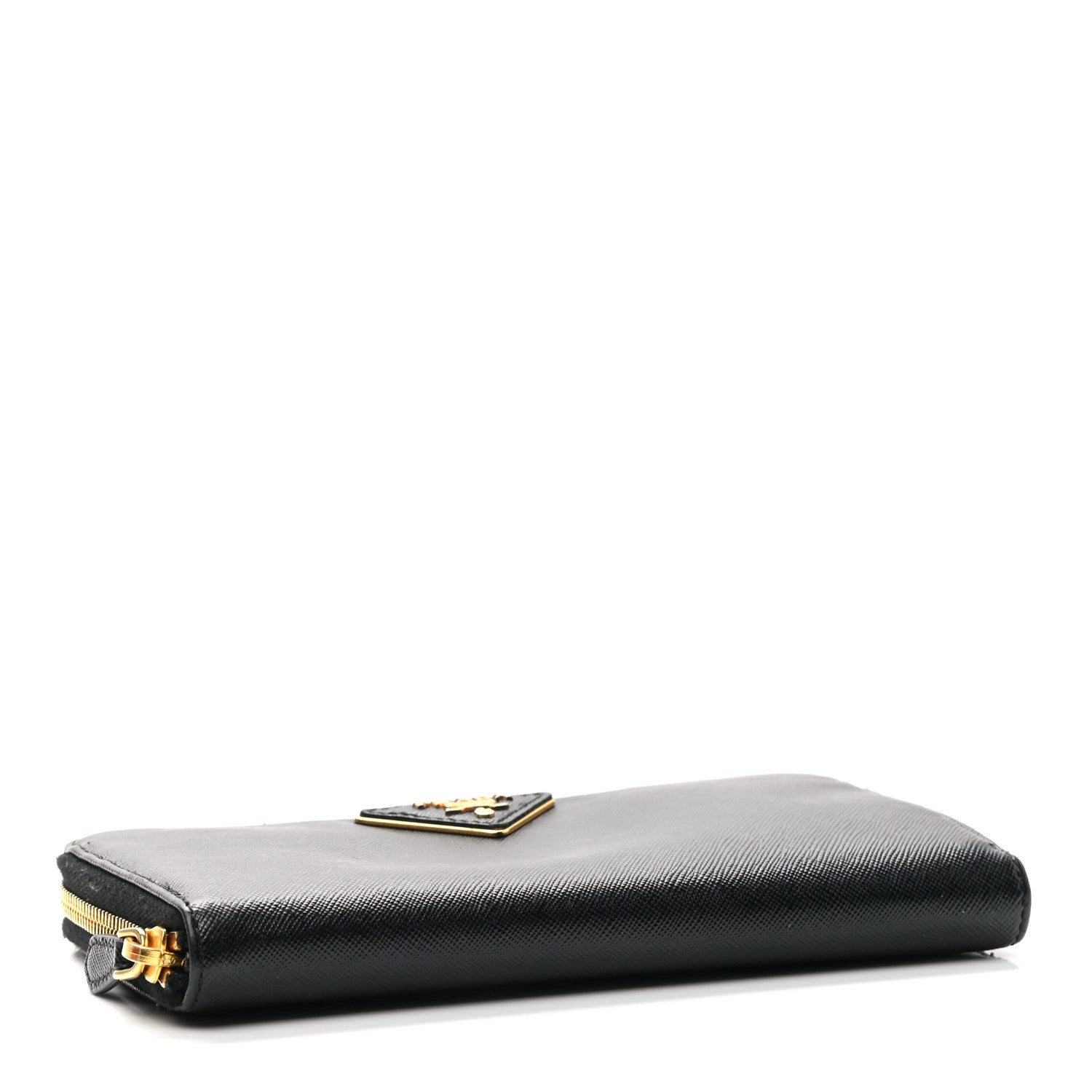 Prada Saffiano Metal Zip Around Wallet Black 4 of 8