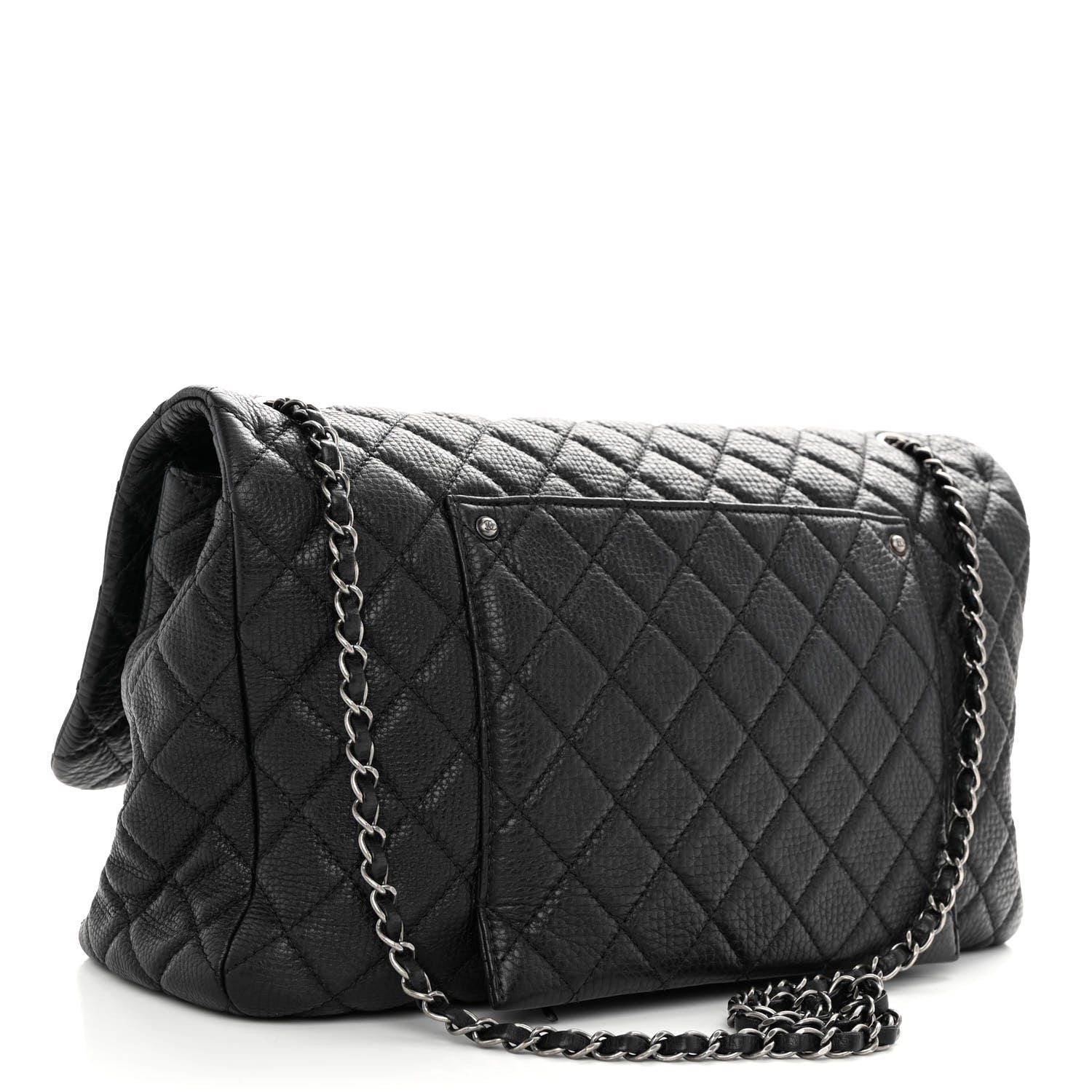 Chanel Calfskin Quilted Small XXL Travel Flap Bag Black 3 of 9