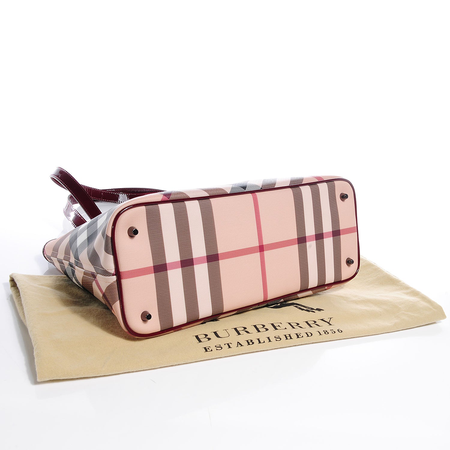 Burberry Patent Nova Check Shopper Tote Red 4 of 8