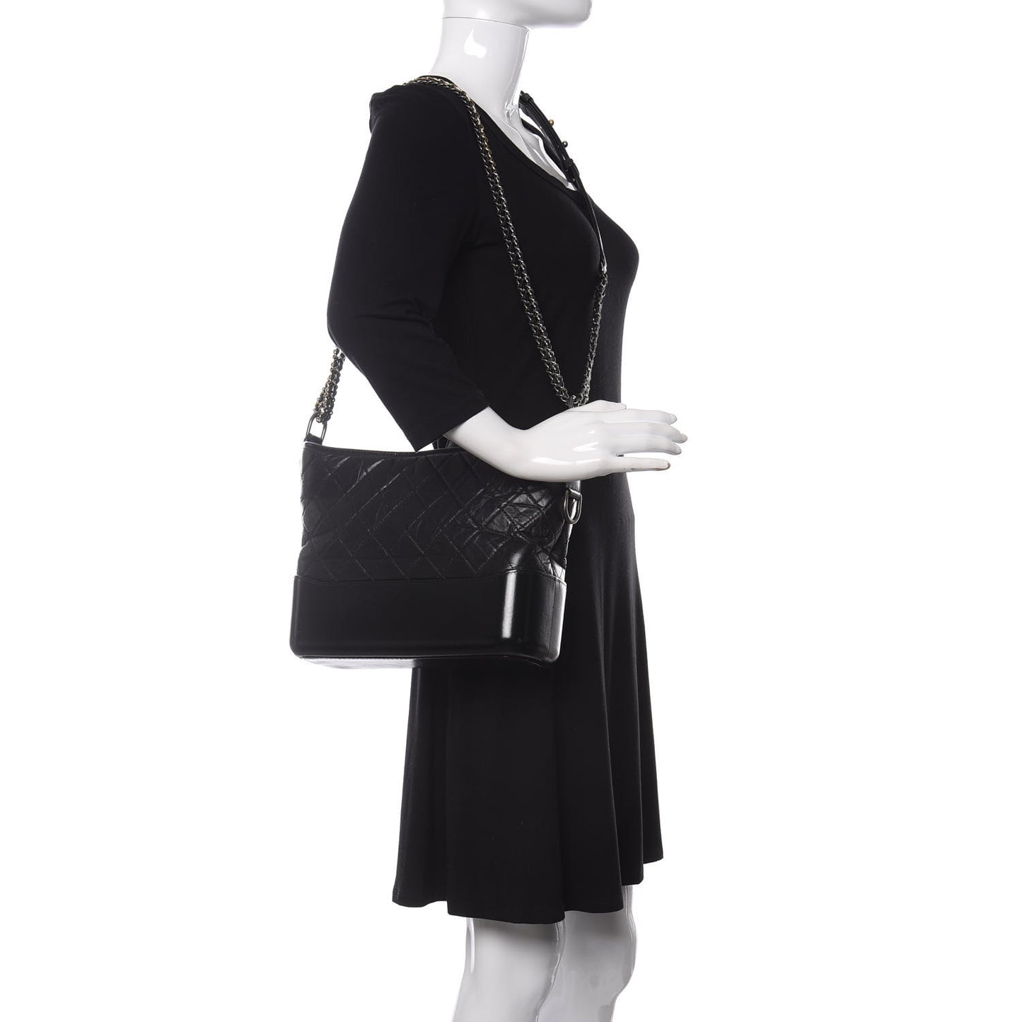 Aged Calfskin Quilted Medium Gabrielle Hobo Black