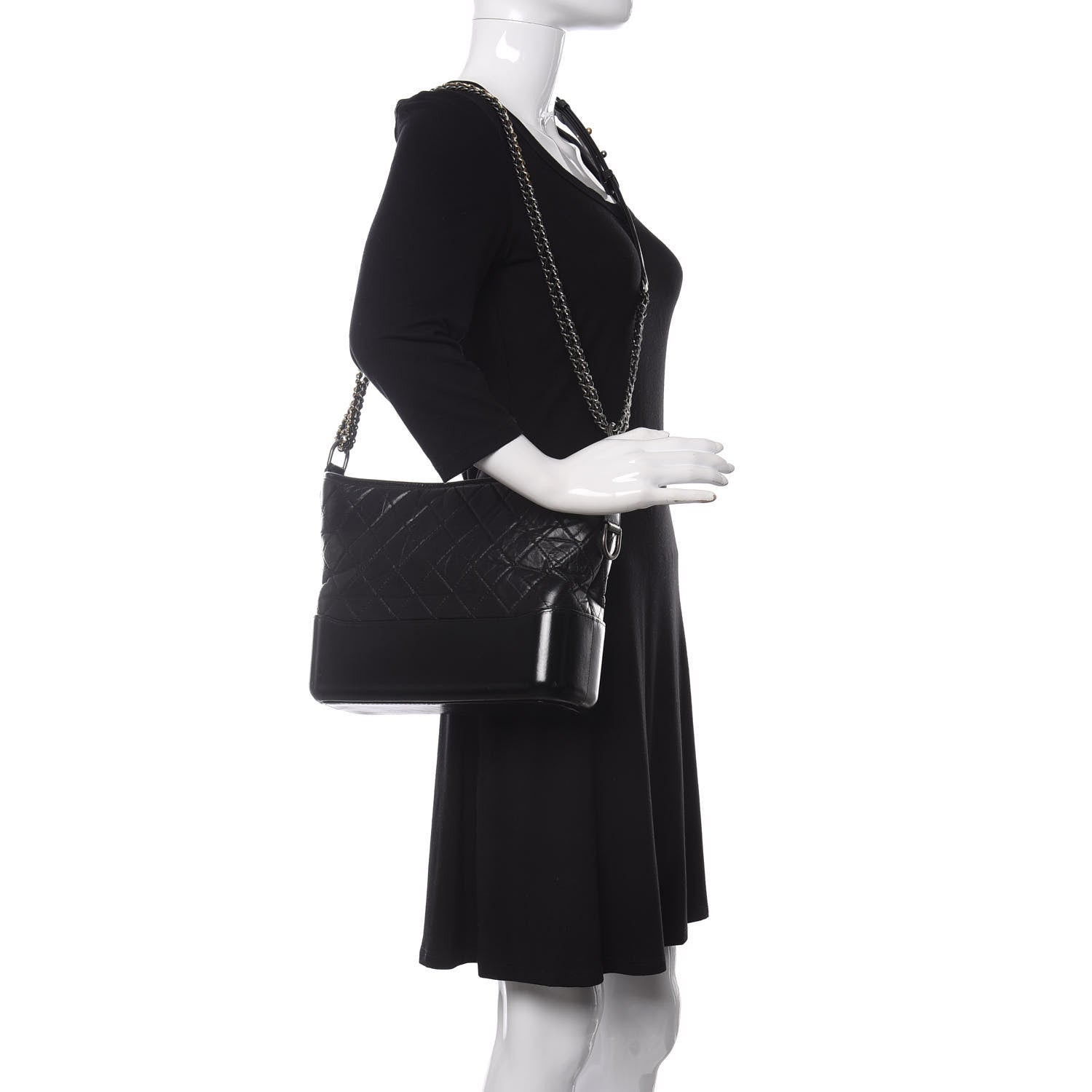 Chanel Aged Calfskin Quilted Medium Gabrielle Hobo Black 2 of 10