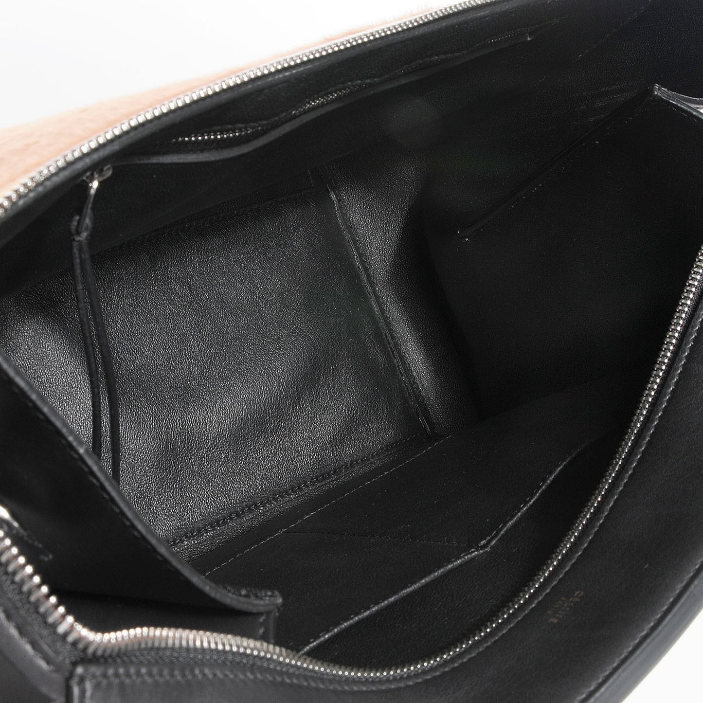 Pony Hair Medium Edge Shoulder Bag Praline