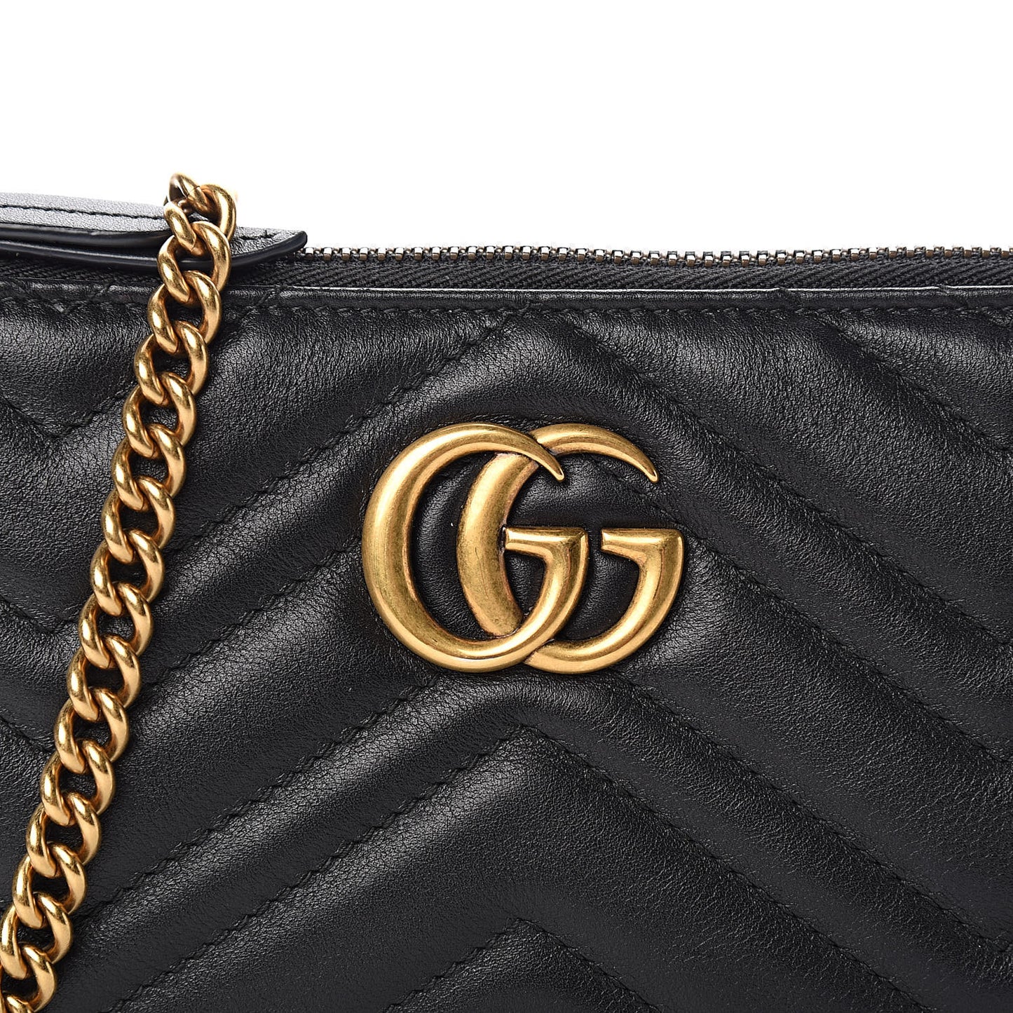 Calfskin Matelasse Mini GG Marmont Chain Bag Black