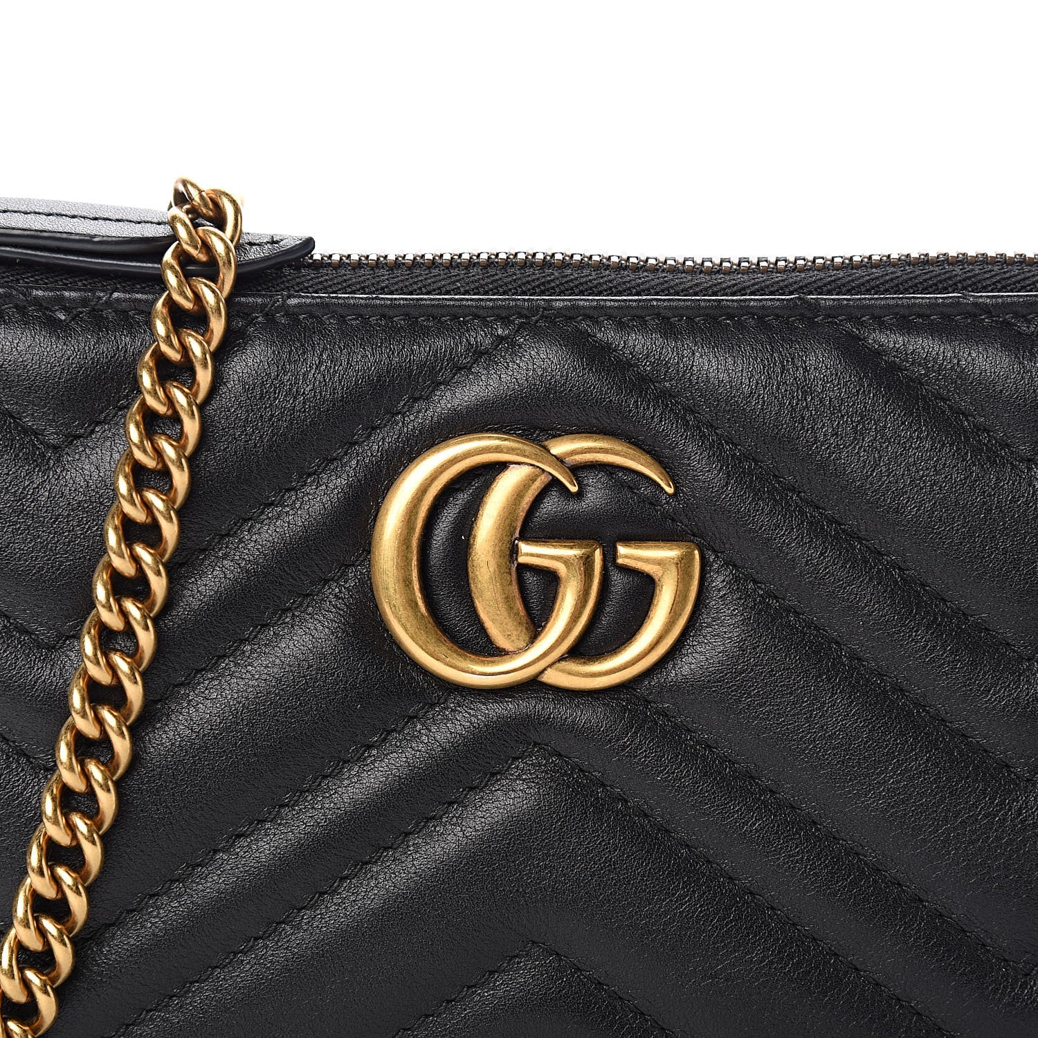 Gucci Calfskin Matelasse Mini GG Marmont Chain Bag Black 10 of 11