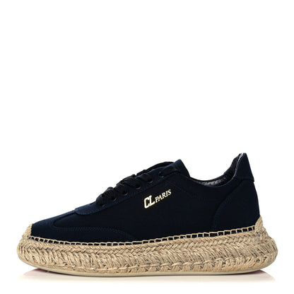 Christian Louboutin Toile Calfskin Espasneak Flat Sneaker 39 Navy 1 of 11