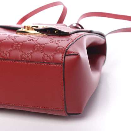 Gucci Guccissima Signature Padlock Backpack Hibiscus Red 9 of 9
