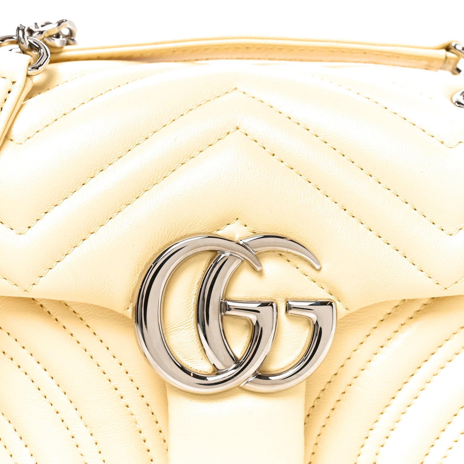 Gucci Lambskin Matelasse Small GG Marmont Shoulder Bag Yellow 8 of 10