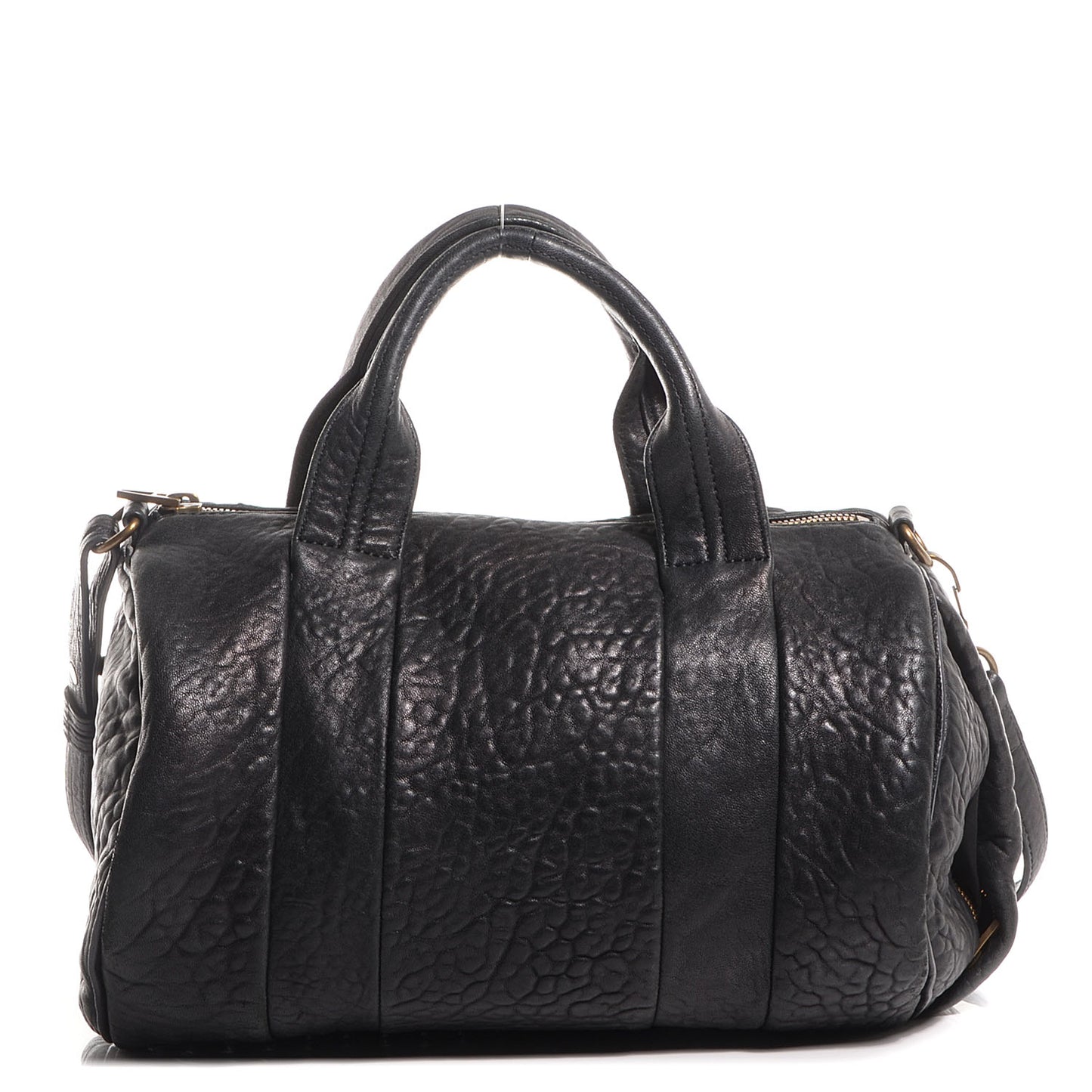 Pebbled Lambskin Rocco Black Antique Brass Hardware