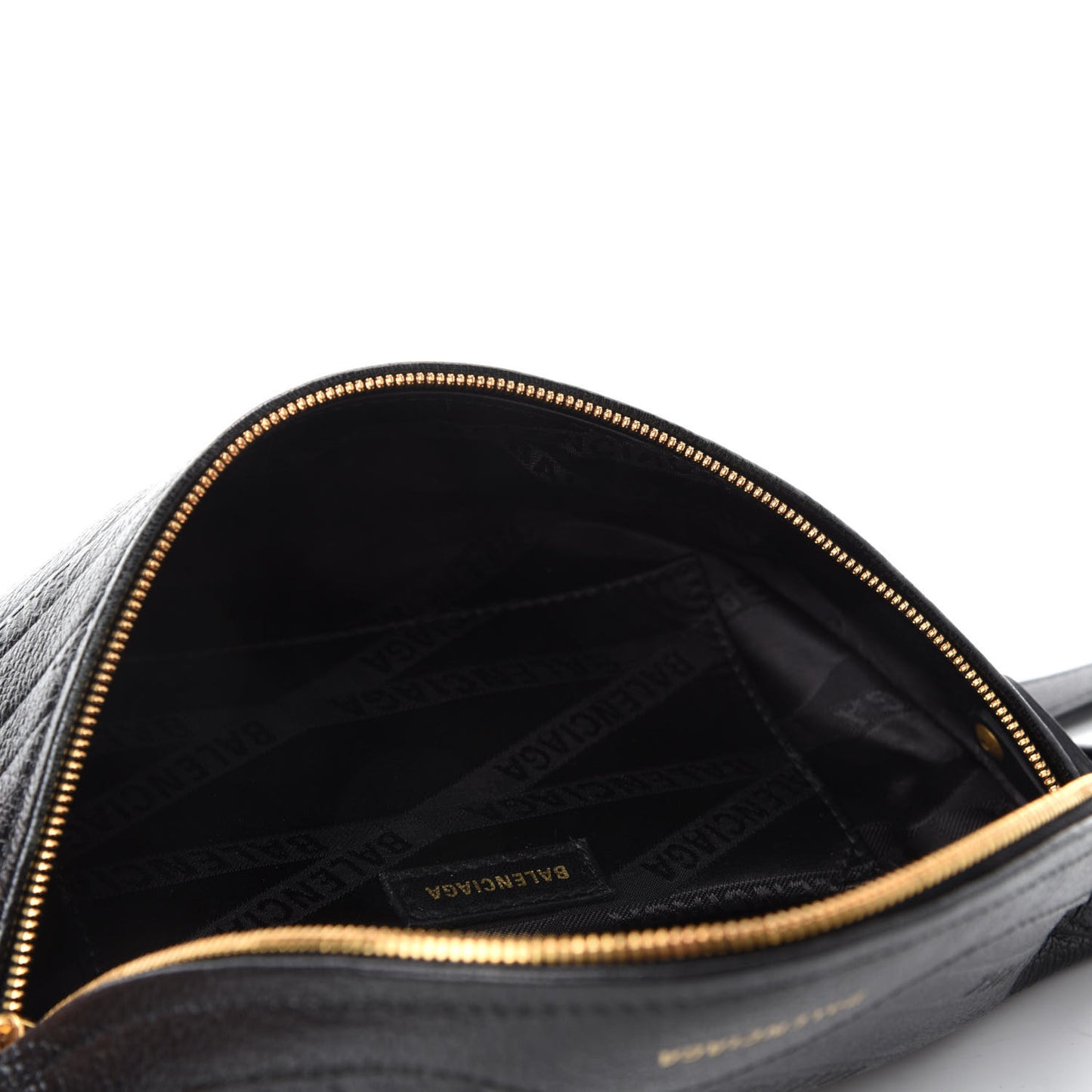 Shiny Goatskin Allover Logo Embossed XXS Souvenir Belt Bag Black