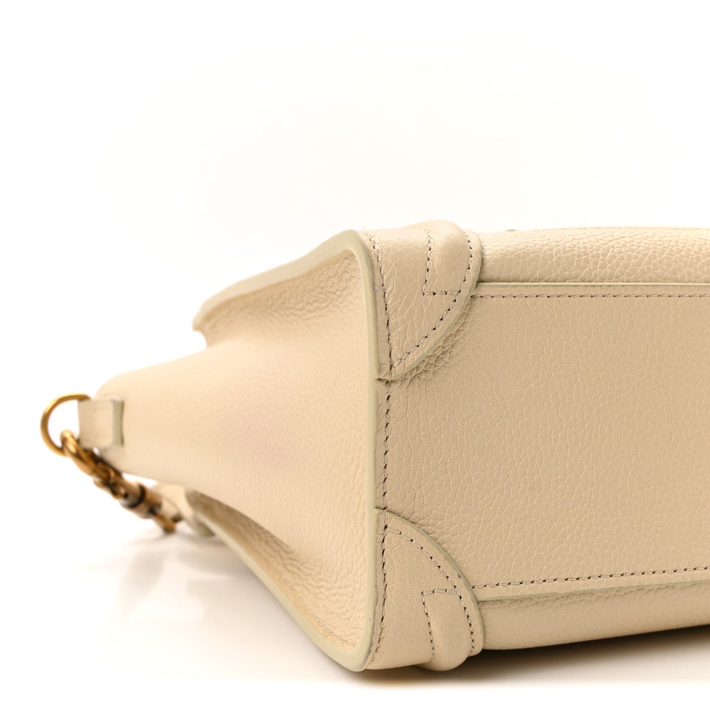 Drummed Calfskin Nano Luggage Ivory