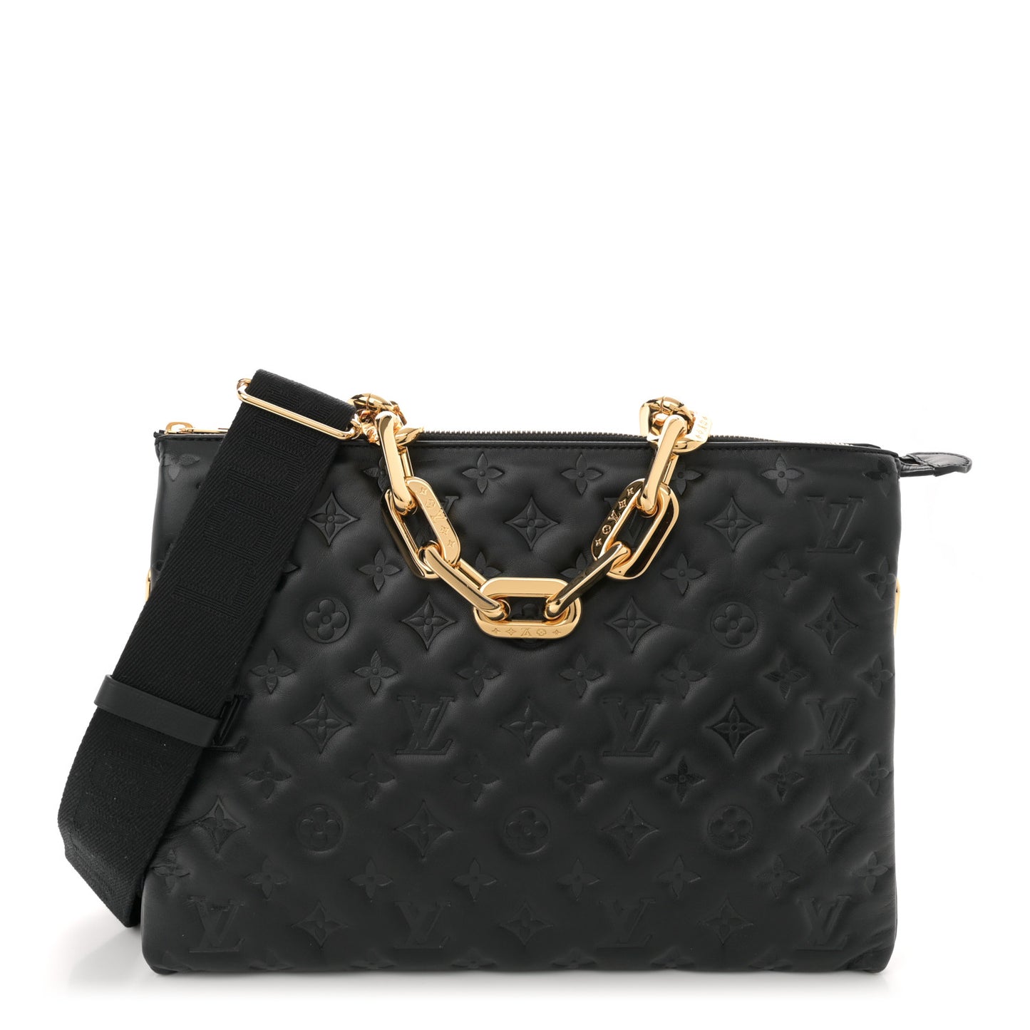 Lambskin Embossed Monogram Coussin MM Black