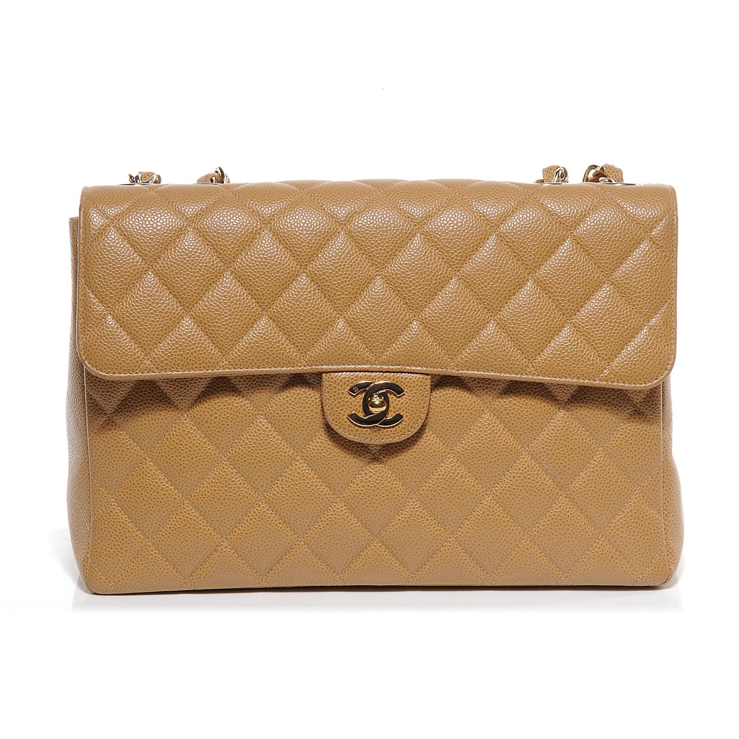 Caviar Jumbo Single Flap Beige