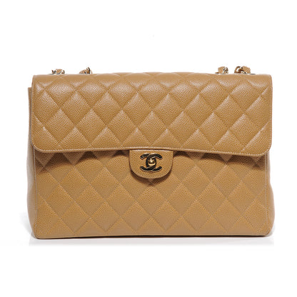 Chanel Caviar Jumbo Single Flap Beige 1 of 8