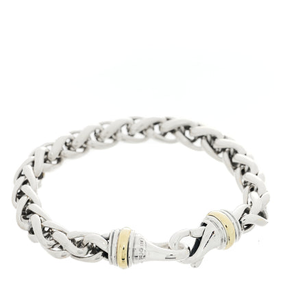 David Yurman Sterling Silver 14K Yellow Gold 8mm Wheat Chain Bracelet 1 of 3