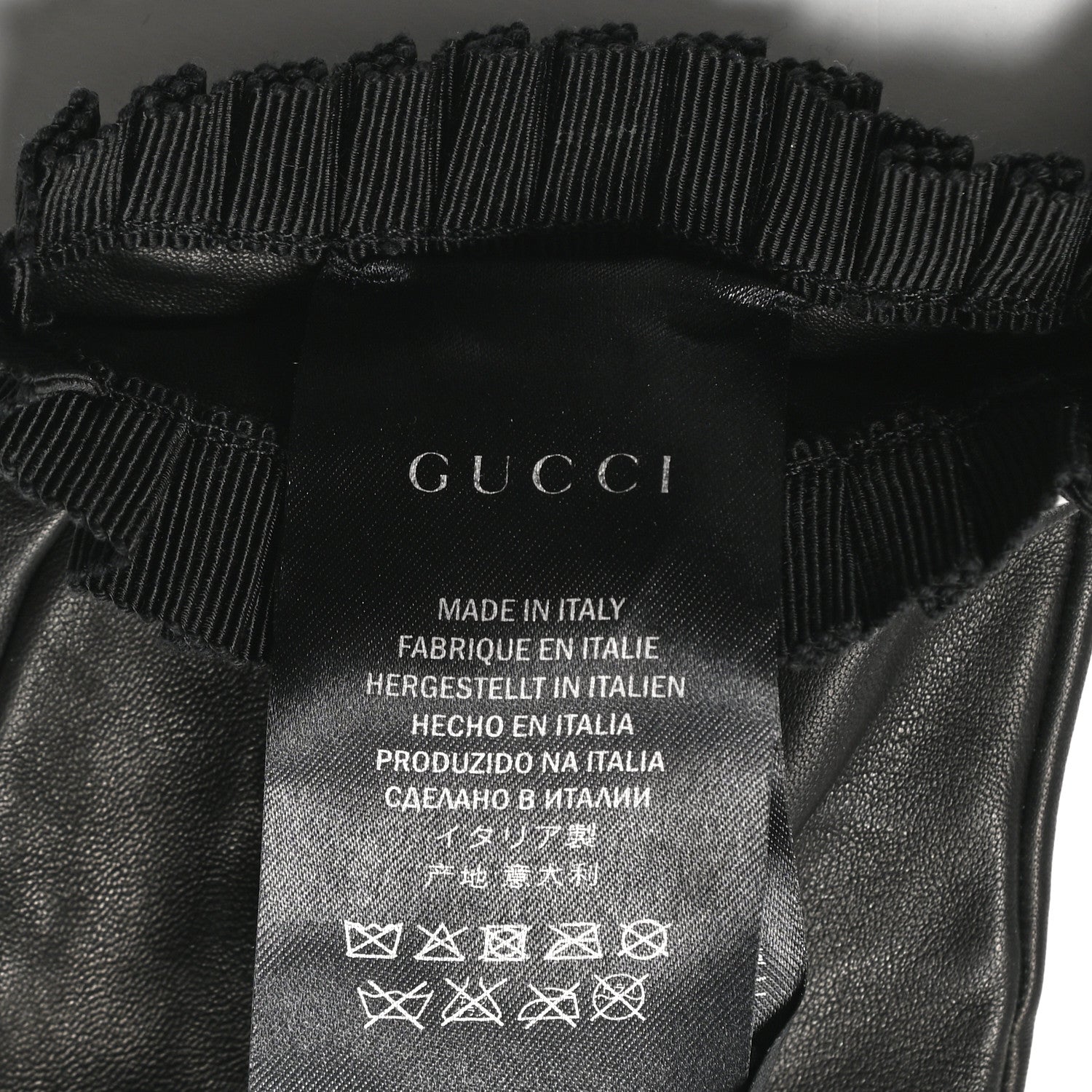 Gucci Nappa Pearl Fingerless Short Gloves 8 L Black 3 of 5