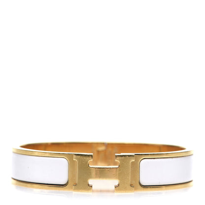 Hermes Enamel Narrow Clic Clac H Bracelet PM White 1 of 3
