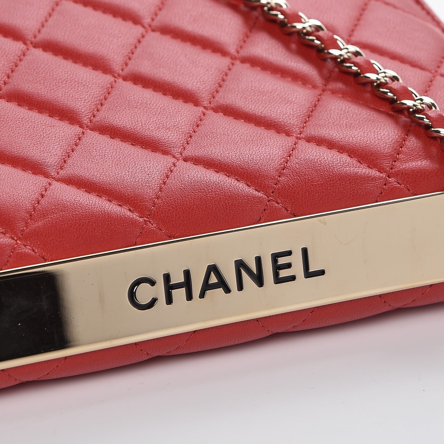Chanel Lambskin Quilted Trendy CC Wallet On Chain WOC Red 6 of 10