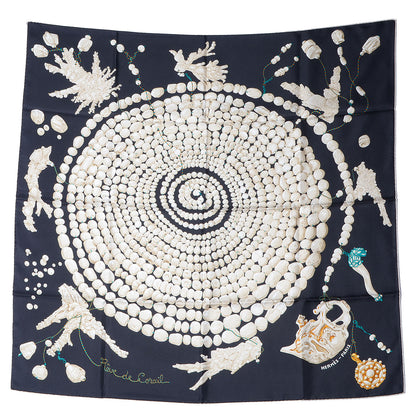 Hermes Silk Reve de Corail Scarf 90 Noir Sable Canard 2 of 7