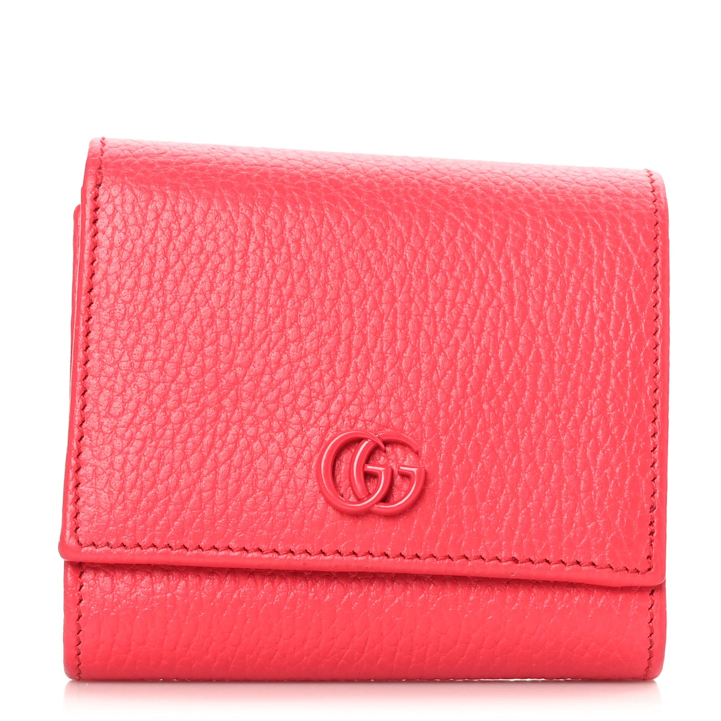 Dollar Calfskin Enamel Monochrome Medium GG Marmont Wallet Runway Coral