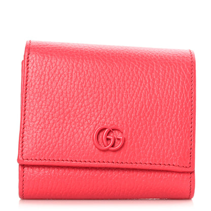Gucci Dollar Calfskin Enamel Monochrome Medium GG Marmont Wallet Runway Coral 1 of 6