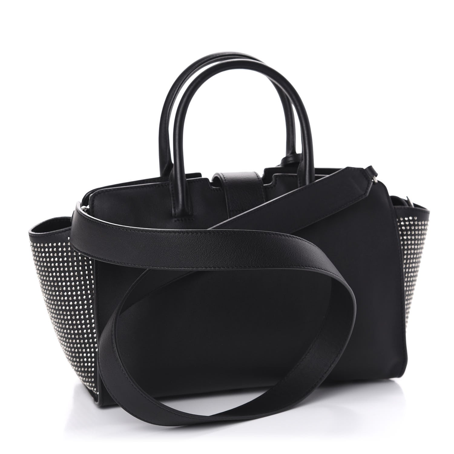 Saint Laurent Smooth Calfskin Studded Baby Monogram Downtown Cabas Black 3 of 11