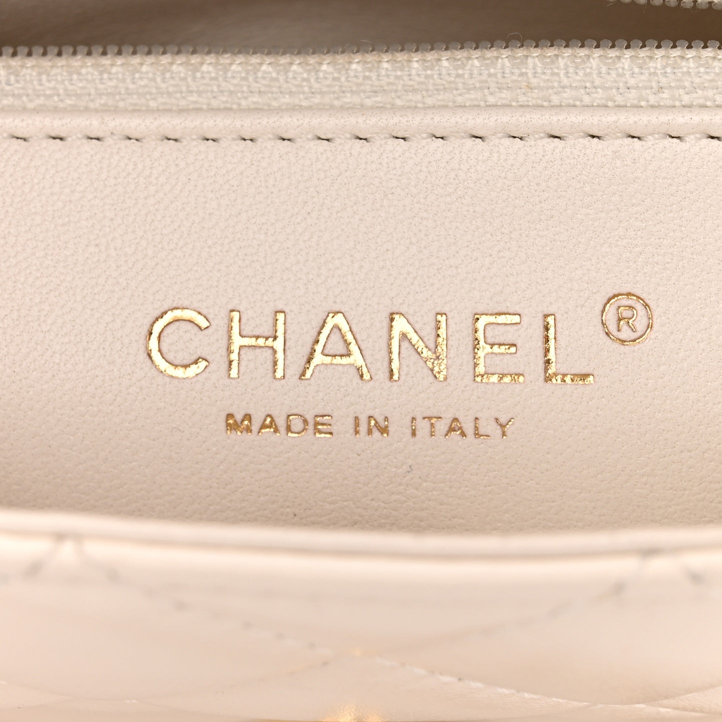 Shiny Lambskin Quilted Golden Links Top Handle Flap White