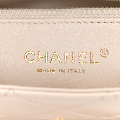 Chanel Shiny Lambskin Quilted Golden Links Top Handle Flap White 6 of 12