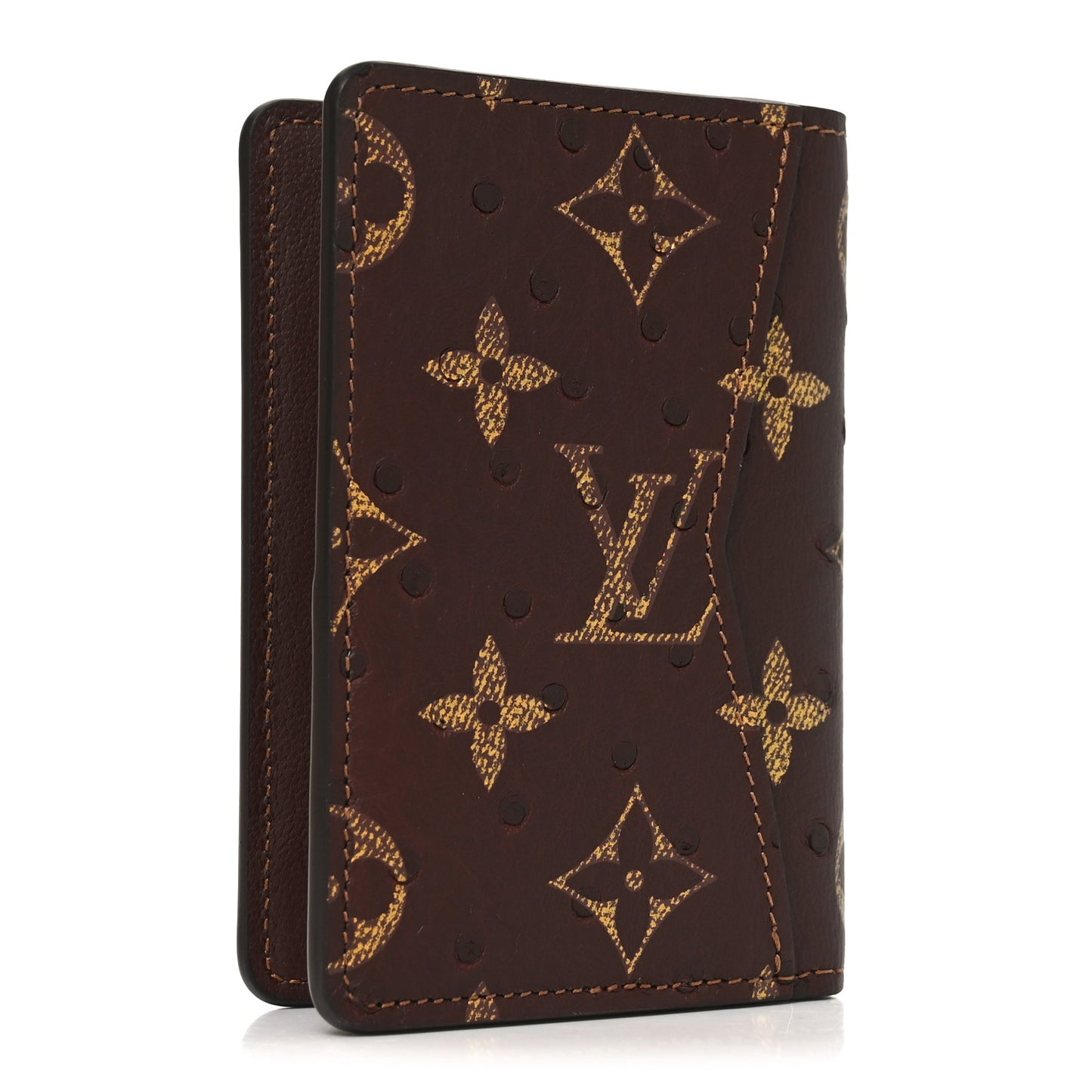 Ostrich Monogram Pocket Organizer NM