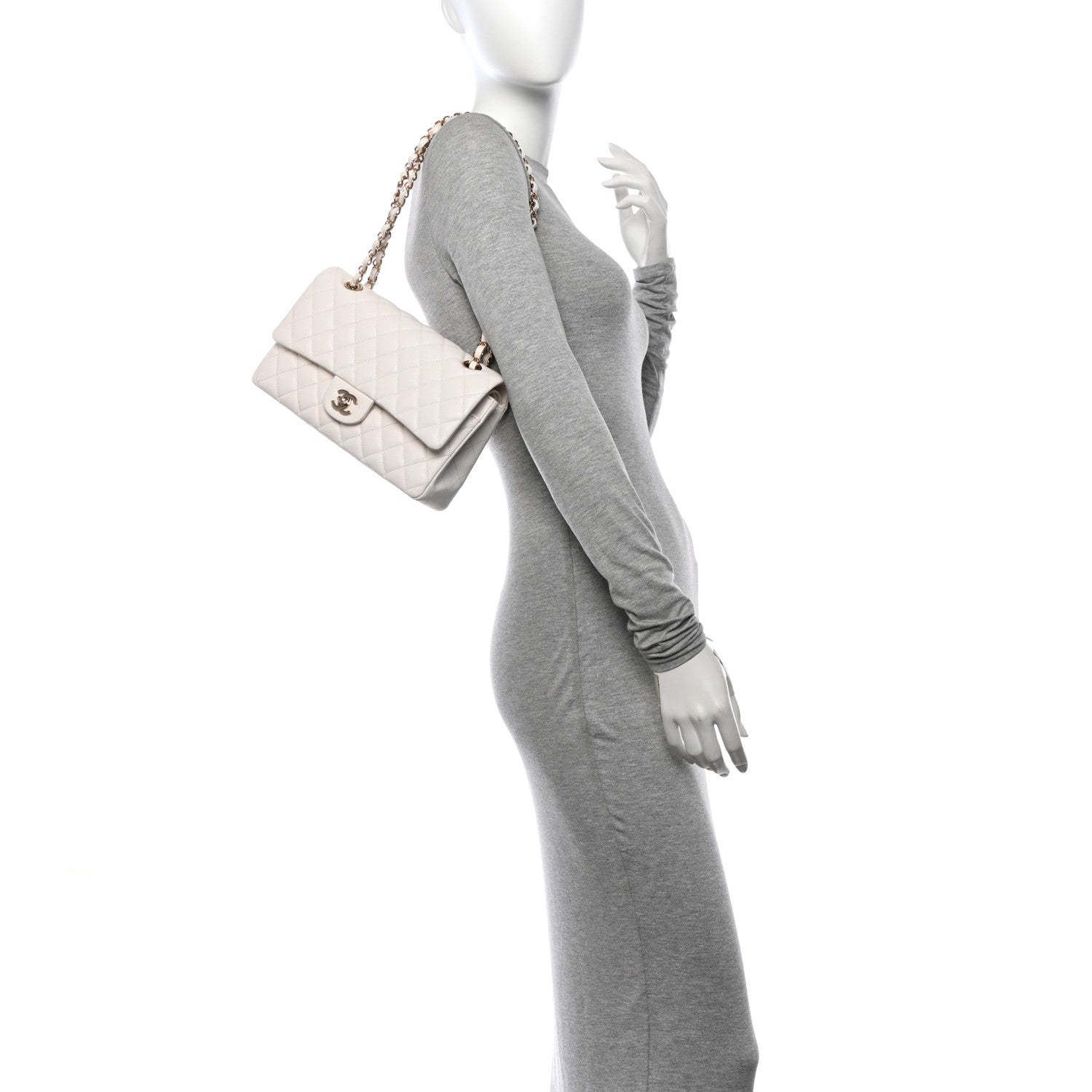 Chanel Caviar Quilted Medium Double Flap White 2 of 12