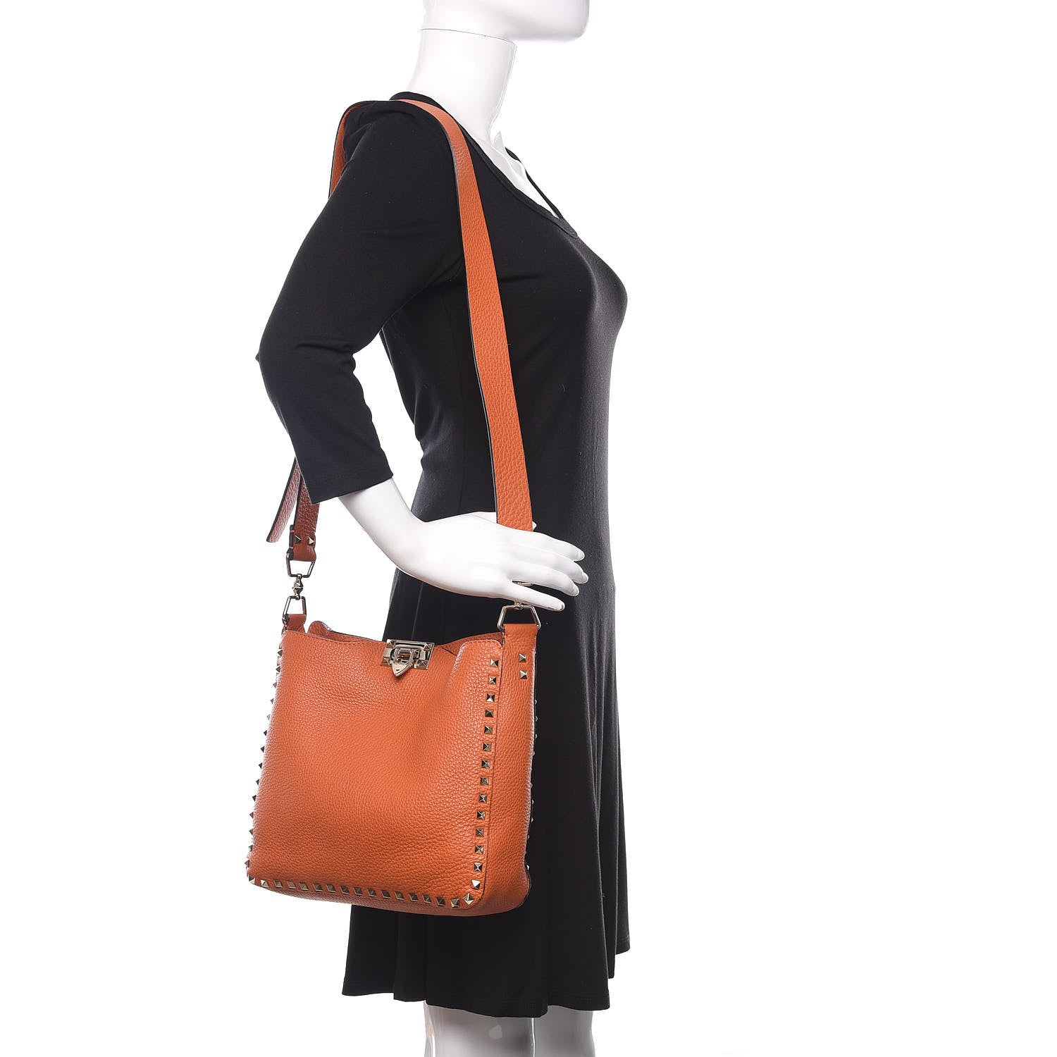 Valentino Garavani Pebbled Calfskin Small Rockstud Flip-Lock Messenger Bag Light Cuir 2 of 11