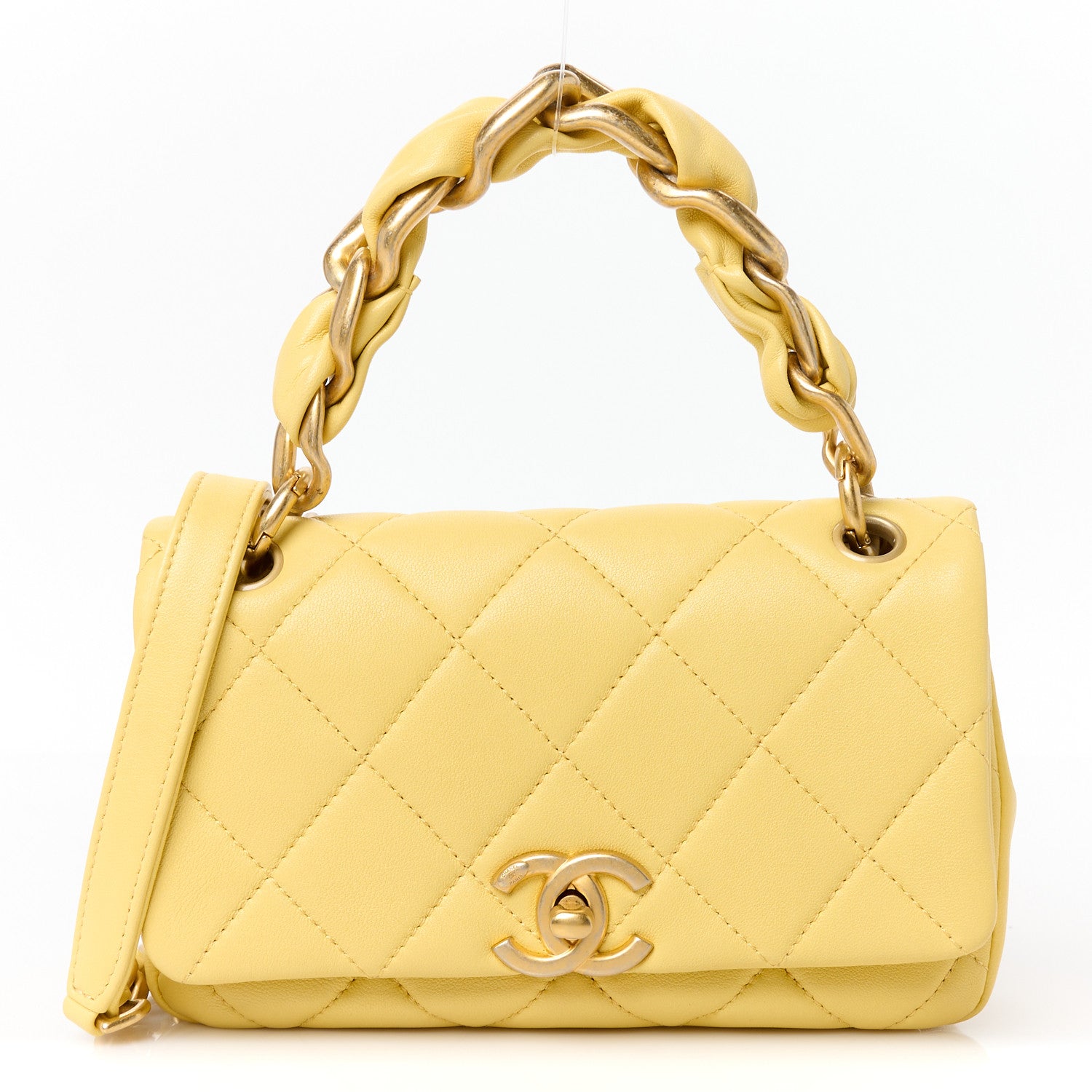 Chanel Shiny Lambskin Small Chain Is More Flap Yellow 1 of 10