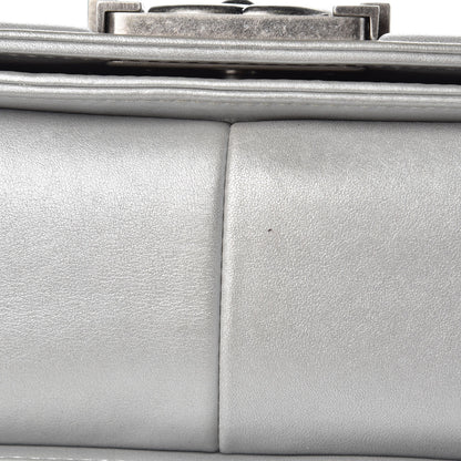 Chanel Metallic Calfskin Quilted Medium Boy Flap Silver 14 of 14