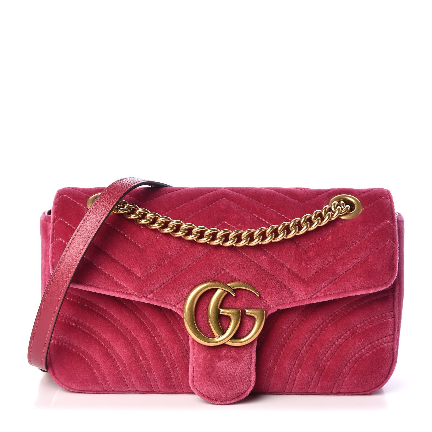 Gucci Velvet Matelasse Small GG Marmont Shoulder Bag Light Raspberry Rose 1 of 9