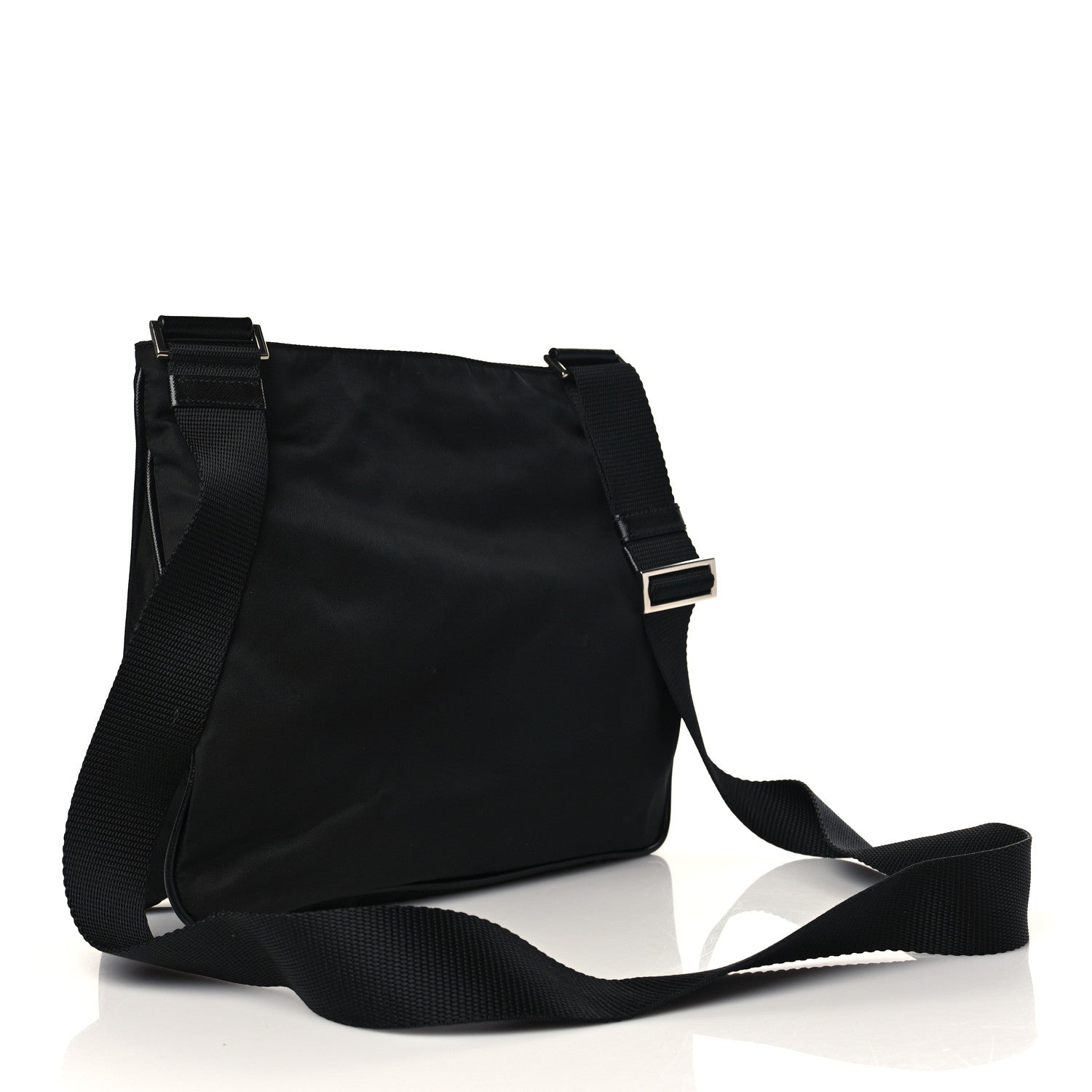 Prada Tessuto Nylon Saffiano Flat Messenger Bag Black 2 of 9