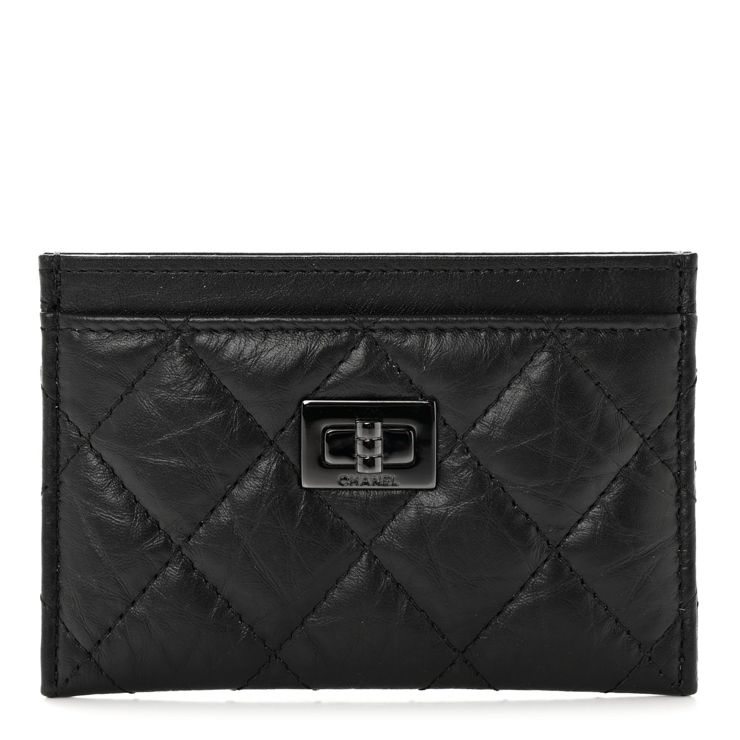 Aged Calfskin Quilted Reissue Card Holder So Black
